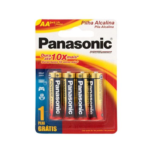 Pilha Panasonic Alcalina Pequena Aa Leve 4 Pague 3 Unidades