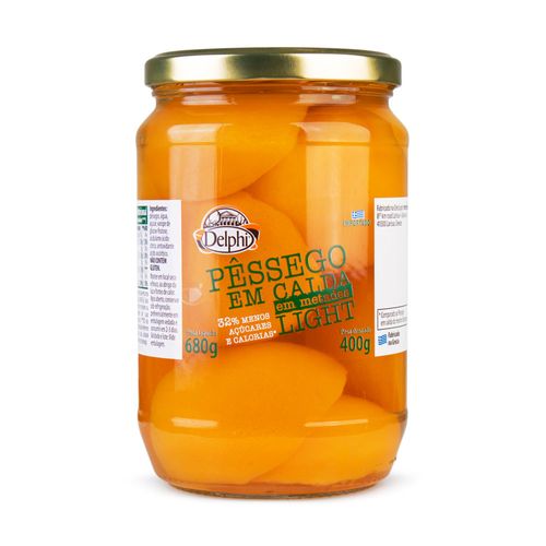 Pêssego em Calda Light Grego Delphi Vidro 400g