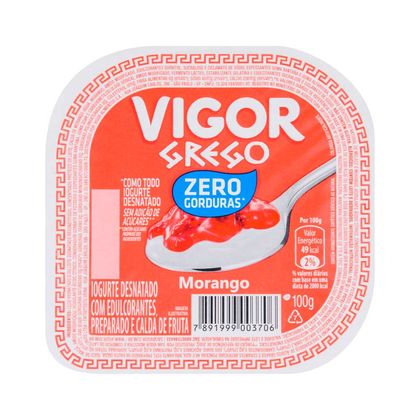 Iogurte Zero Vigor Grego Morango 100g