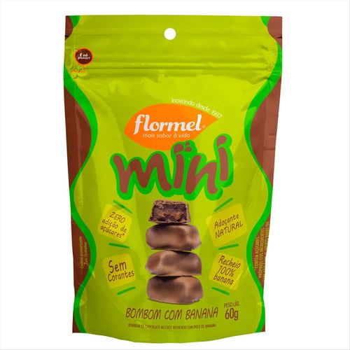 Mini Bombom Zero Adição de Açúcares Flormel com Banana 60g