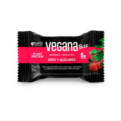 Barra Vegana Protein Zero Harts Natural Morango e Chocolate 30g