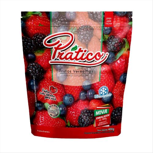 Frutas Vermelhas Inteiras Congeladas Prático Zip Lock 400g