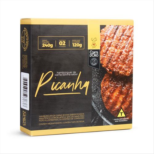 Hambúrguer Bovino Sabor Picanha Corte D'Oro Caixa com 2 Unidades 120g cada