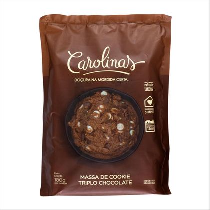 Massa de Cookie Carolinas Triplo Chocolate 180g