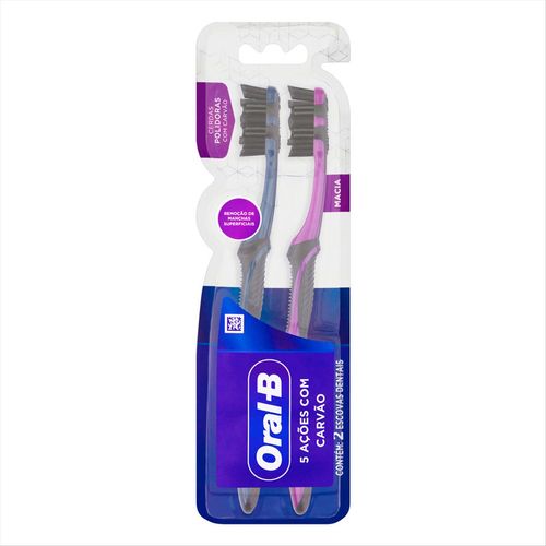 Escova Dental Oral B 5 Ações com Carvão 2 Unidades