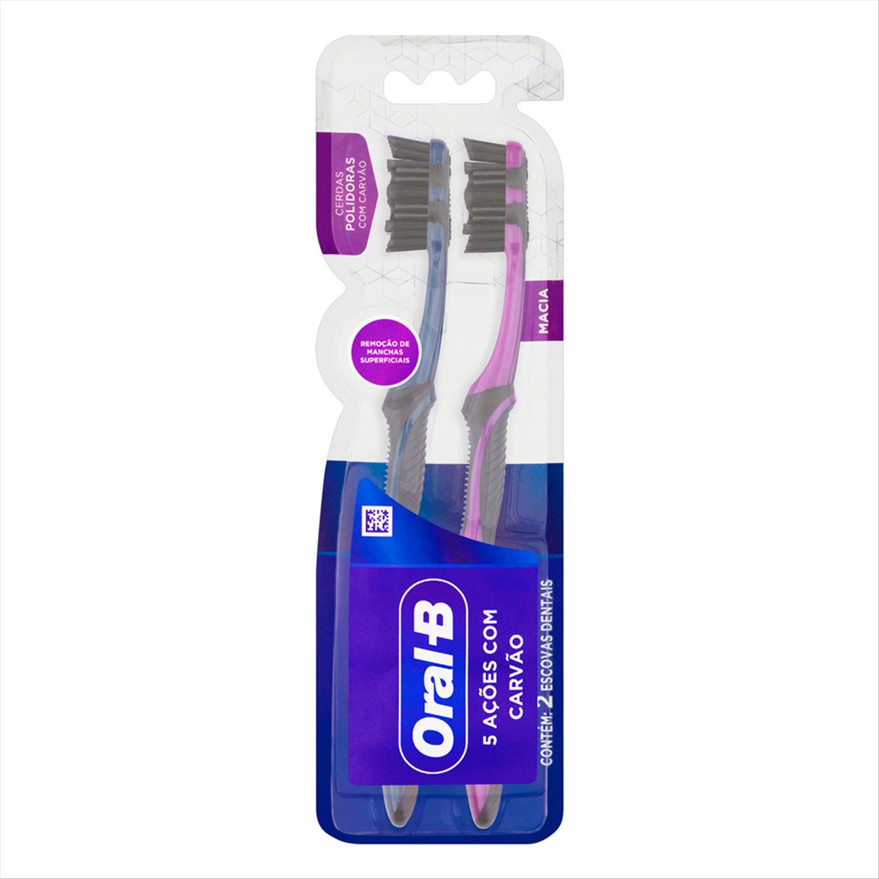 Escova Dental Oral B 5 Ações Com Carvão 2 Unidades - Zona Sul