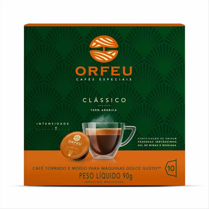 Cápsulas de Café Orfeu Dolce Gusto Clássico Caixa com 10 Unidades 50g