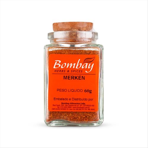 Pimenta Chilena Defumada Merkén Bombay Vidro 60g