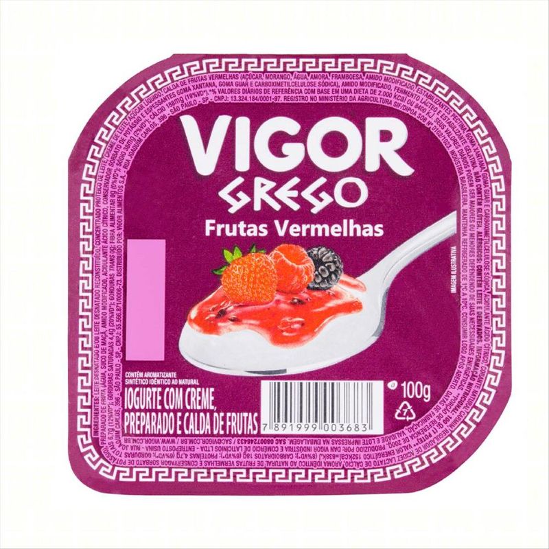 Iogurte Vigor Grego Frutas Vermelhas 100g - Zona Sul