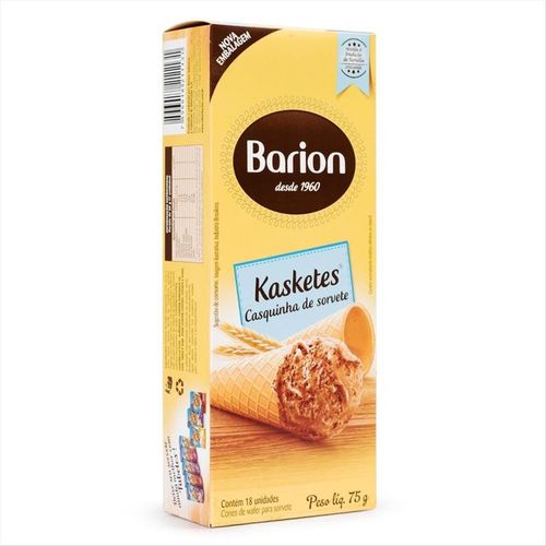 Casquinhas Para Sorvete Barion Caixa Com 18 Unidades 75g