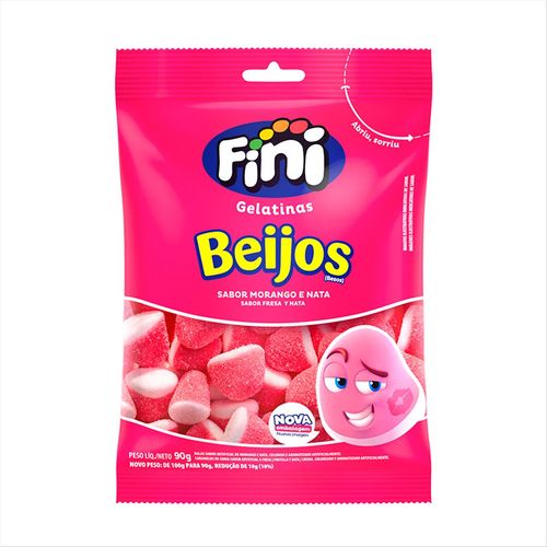 Bala De Gelatina Fini Beijos Morango Pacote 90g