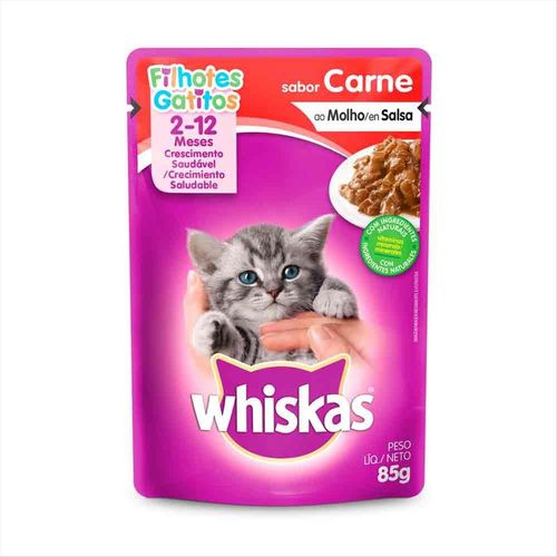 Ração Para Gatos Whiskas Filhotes Úmida Carne Sachê 85g