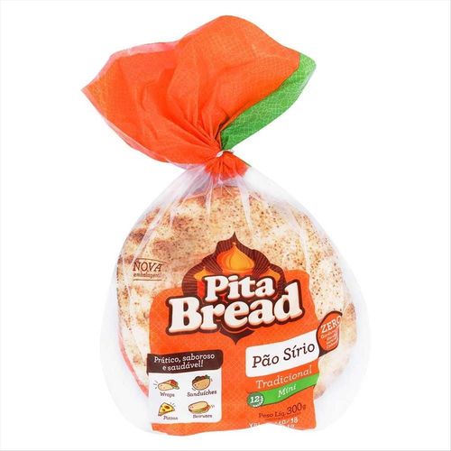 Pão Sírio Pita Bread Mini Com 12 Unidades 300g