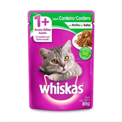 Ração Para Gatos Whiskas Adulto Úmida Cordeiro Sachê 85g