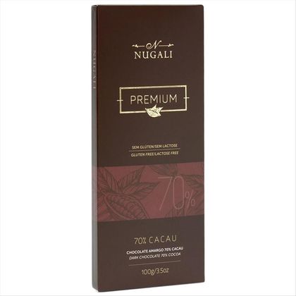Chocolate Amargo sem Lactose sem Glúten Nugali Premium 70% de Cacau 100g