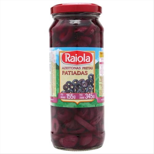 Azeitona Preta Fatiada Raiola Vidro 155g