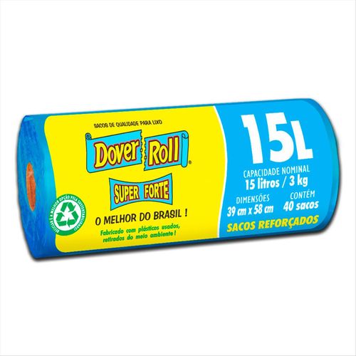 Saco para Lixo Dover Roll Super Forte 15 L Com 40 Unidades