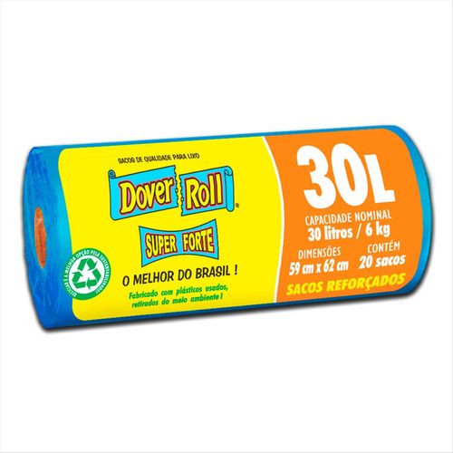 Saco para Lixo Dover Roll Super Forte 30 L Com 20 Unidades