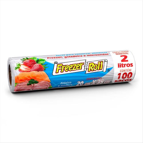 Saco Para Conservar Alimentos Freezer Roll 20×35cm 2L com 100 Unidades