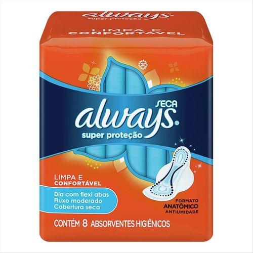 Absorvente Íntimo Com Abas Always Seca Pacote 8 Unidades