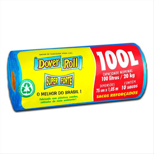 Saco para Lixo Dover Roll Super Forte 100 L Com 10 Unidades
