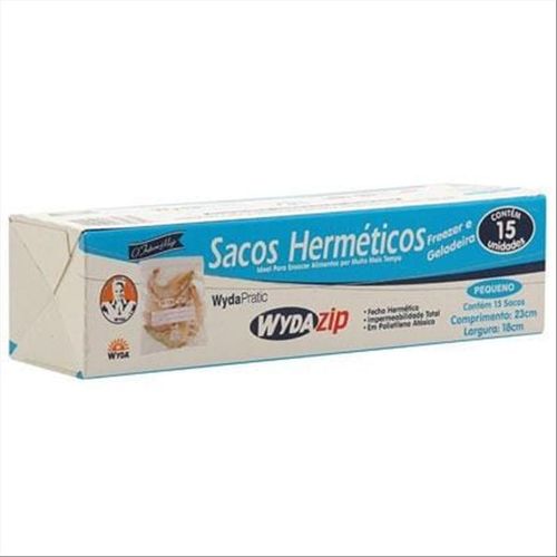 Saco para Conservar Alimentos Wyda Zip 23x18 cm  Com 15 Unidades