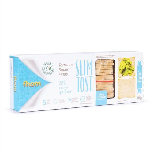 Torradas Super Finas Light Fhom Slim Tost Caixa Com 5 Porções 22g Cada