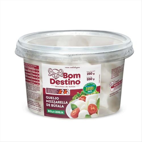 Queijo Muçarela De Búfala Bom Destino Bola Cereja Pote 250g
