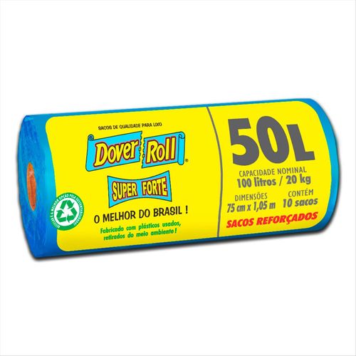Saco para Lixo Dover Roll Super Forte 50 L Com 20 Unidades