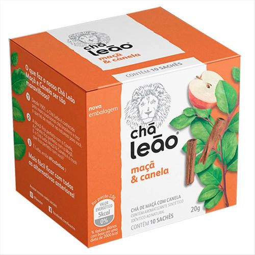Chá Leão Maçã e Canela Caixa Com 10 Sachês 20g