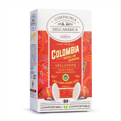 Cápsulas de Café Italianas Corsini Colombia Caixa com 10 Unidades 52 g