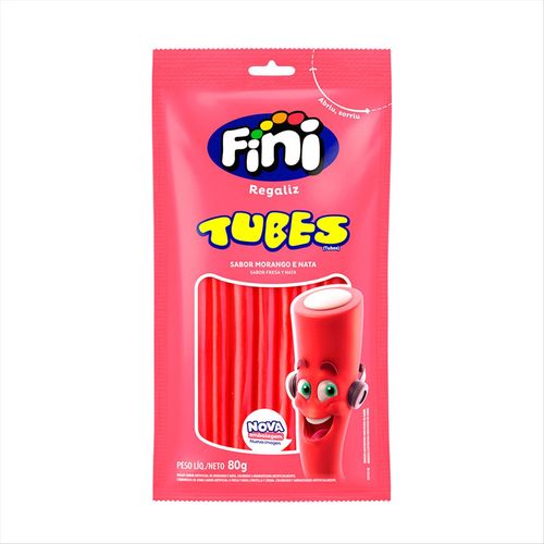 Bala De Gelatina Fini Regaliz Tubes Morango 80g
