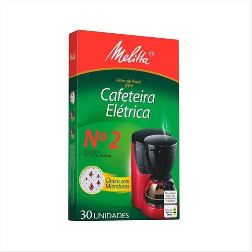 Filtro De Papel Melitta Cafeteira Elétrica N° 2 Com 30 Unidades