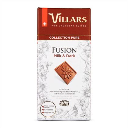 Chocolate Milk e Dark Suíço Villars Fusion 41 % de Cacau  100 g