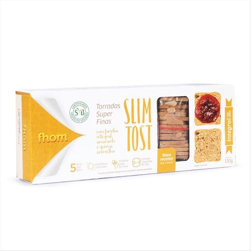 Torradas Super Finas Integrais Fhom Slim Tost Caixa Com 5 Porções 22g Cada
