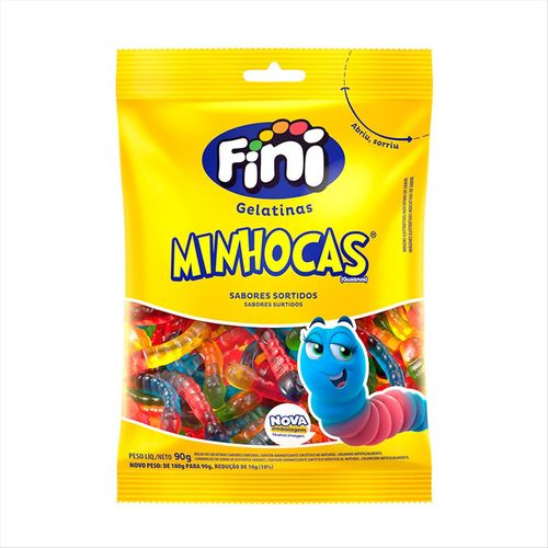 Bala De Gelatina Fini Minhocas 90g