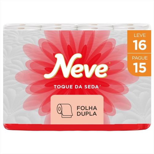 Papel Higiênico Folha Dupla Neve Toque De Seda Dermacare Pacote Leve 16 Pague 15 Unidades