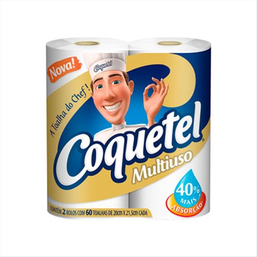Papel Toalha Coquetel 19Cm X 19Cm com 2 Rolos com 60 Folhas Cada