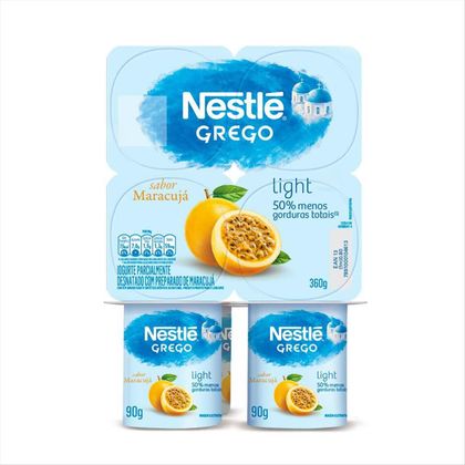 Iogurte Light Nestlé Grego Maracujá Bandeja Com 4 Unidades 360g