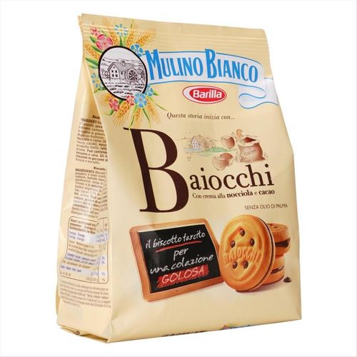 Biscoito Amanteigado Barilla Mulino Bianco Baiocchi Avelã com Recheio de Chocolate Pacote  260 g