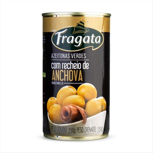 Azeitona Verde Fragata Com Recheio De Anchova Lata 150g