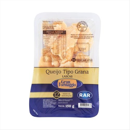 Queijo Tipo Grana Padano Em Lascas Gran Formaggio 150g