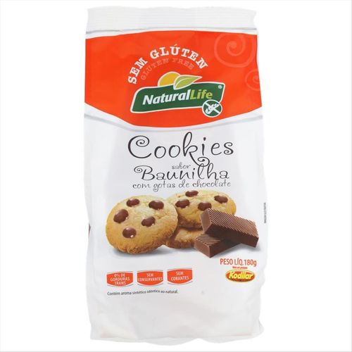 Cookies Sem Glúten Natural Life Baunilha Com Gotas De Chocolate 180g