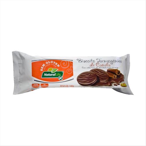 Biscoito Termogênico Sem Glúten Natural Life Canela Chocolate Meio Amargo 140g