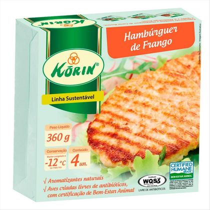 Hambúrguer de Frango Korin Caixa com 4 Unidades 360g