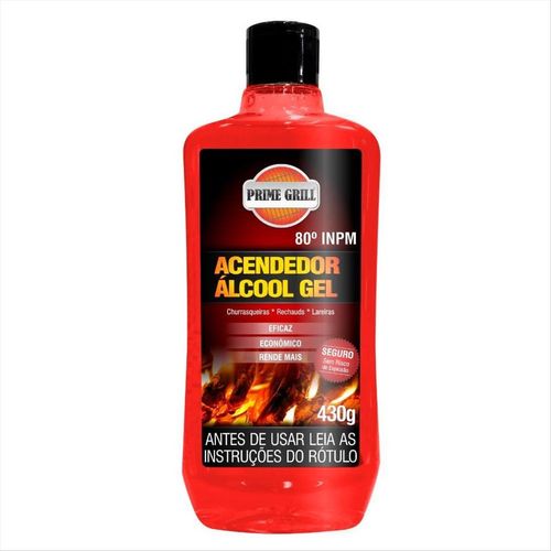 Acendedor Álcool Gel Prime Grill 80% 430g