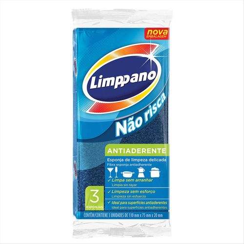 Esponja para Louça Antiaderente Limppano Não Risca  3 Unidades