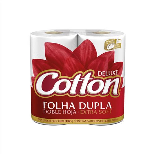 Papel Higiênico Folha Dupla Cotton Deluxe 30M Pacote Com 4 Unidades
