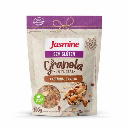 Granola Sem Glúten Vegana Jasmine Castanhas E Cacau Pacote 250g
