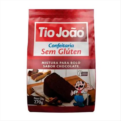 Mistura para Bolo Sem Glúten Tio João Chocolate 270g